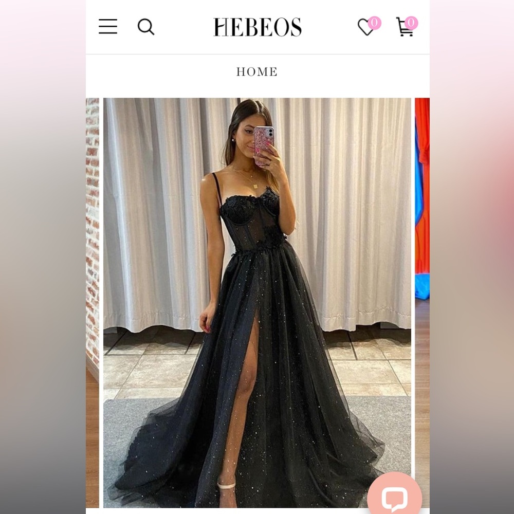 Hebeos Black Corset Prom Dress